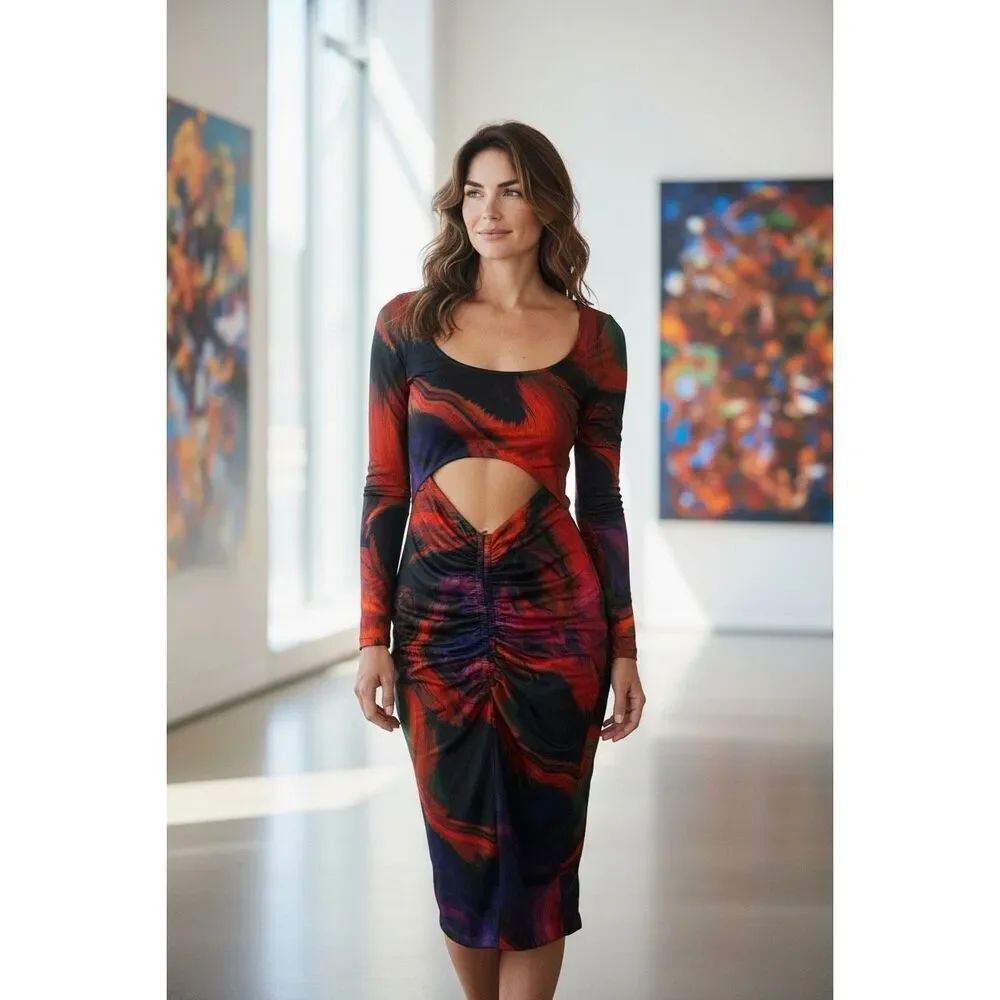 ✨Showpo. Rhaine Gathered Bardot Phoenix Rising Sz 6 Dress✨